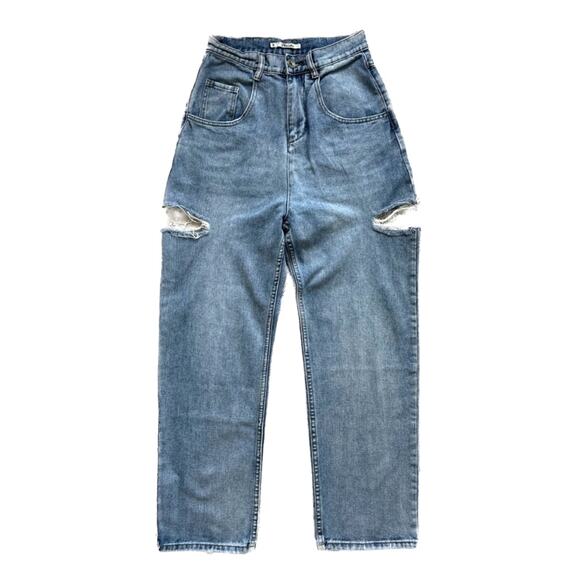 High Rise Wide Leg Jeans with Slash Details Size M - Picture 1 of 8